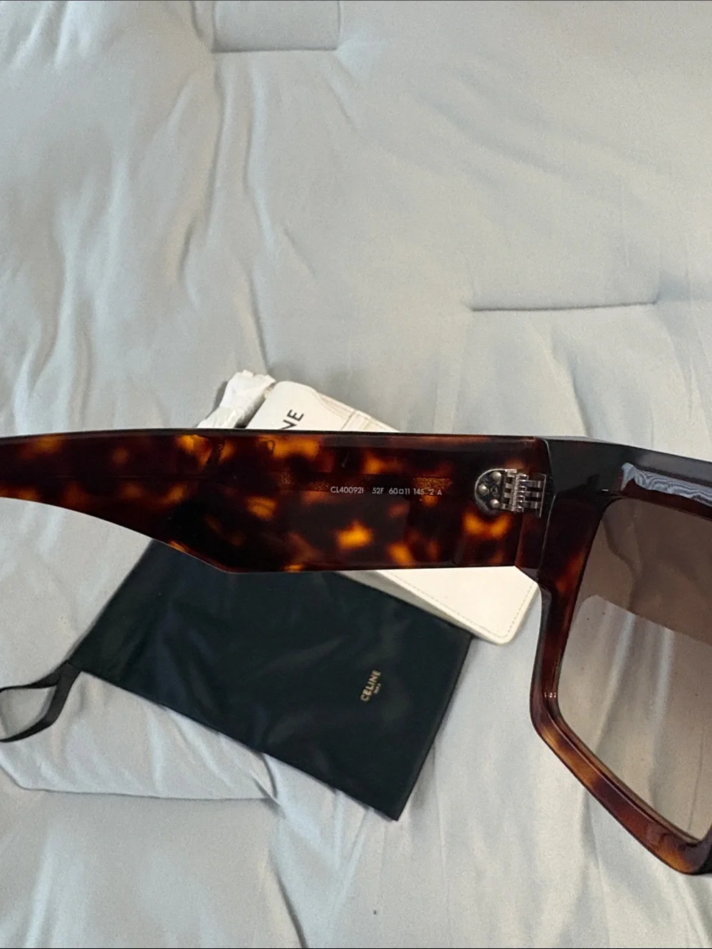 Celine Oversized Square Shield Sunglasses in Tortoiseshell Brown - Picture 4 of 7